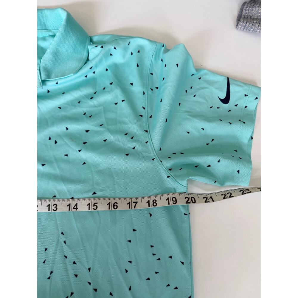 Nike Dri-FIT Standard Fit Polo Shirt Aqua Blue Geometric - Picture 6 of 7